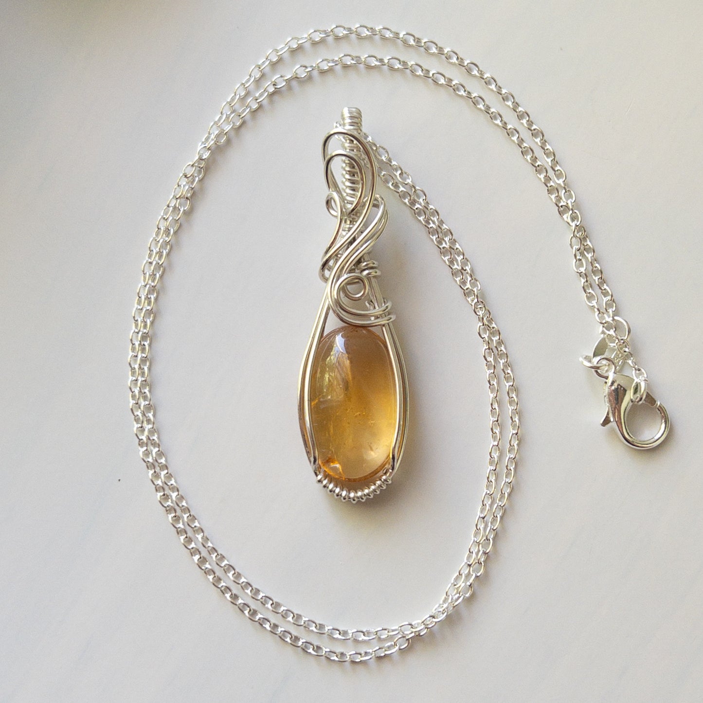Citrine & Sterling Silver Wrapped Pendant