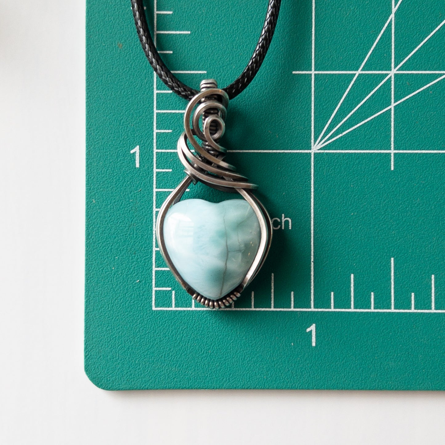 Larimar Heart & Sterling Silver Wrapped Pendant