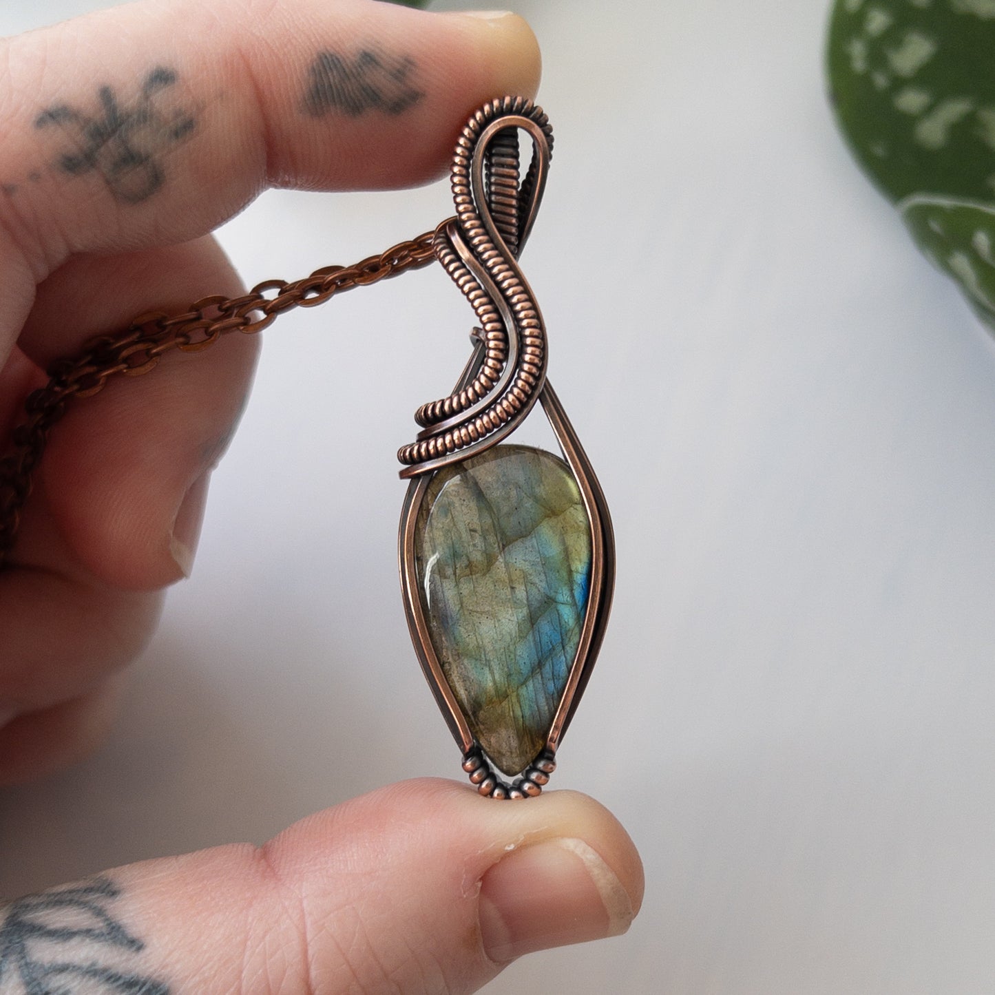 Labradorite & Copper Wrapped Pendant