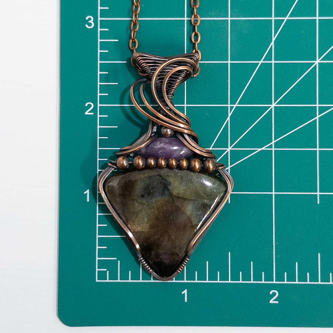 Eudaimonia - Labradorite & Lepidolite Copper Pendant