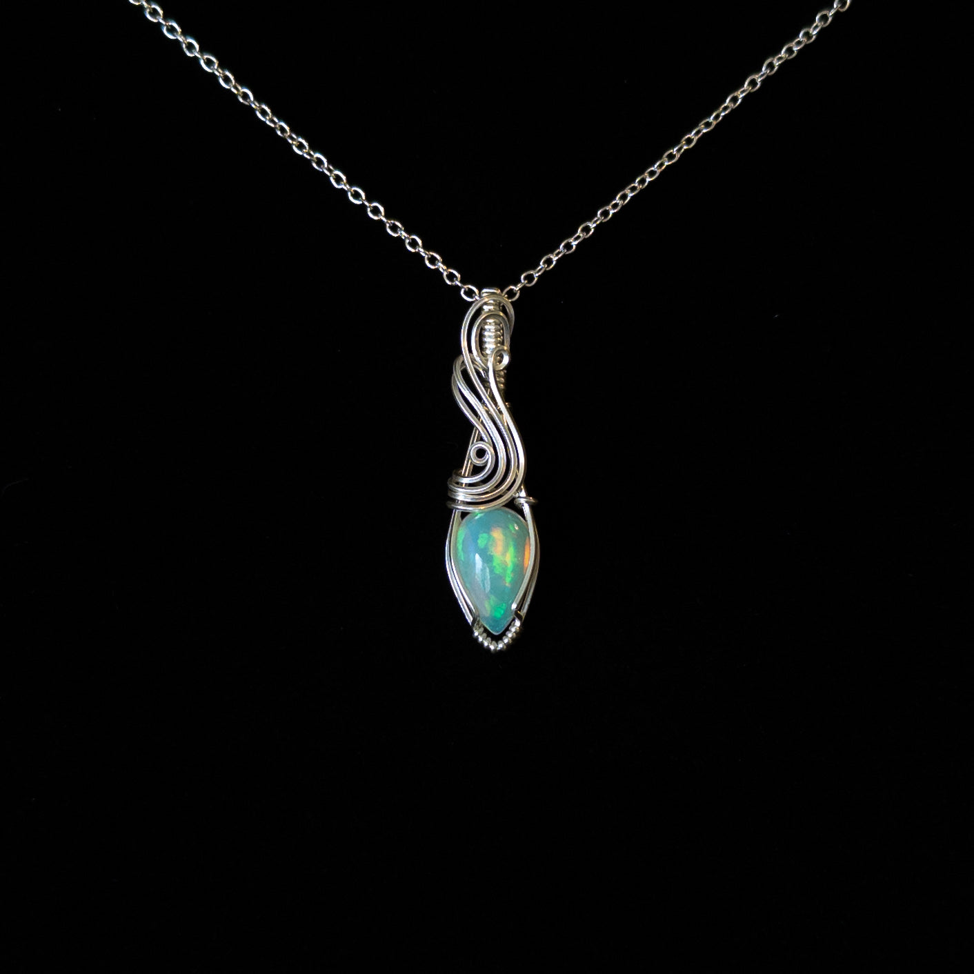 3 Carat Ethiopian Opal Sterling Silver Wrapped Pendant