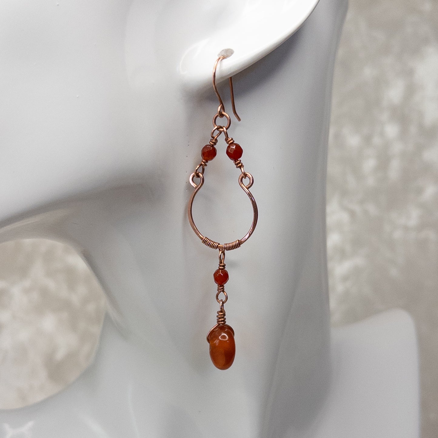 Carnelian Copper Chandelier Earrings