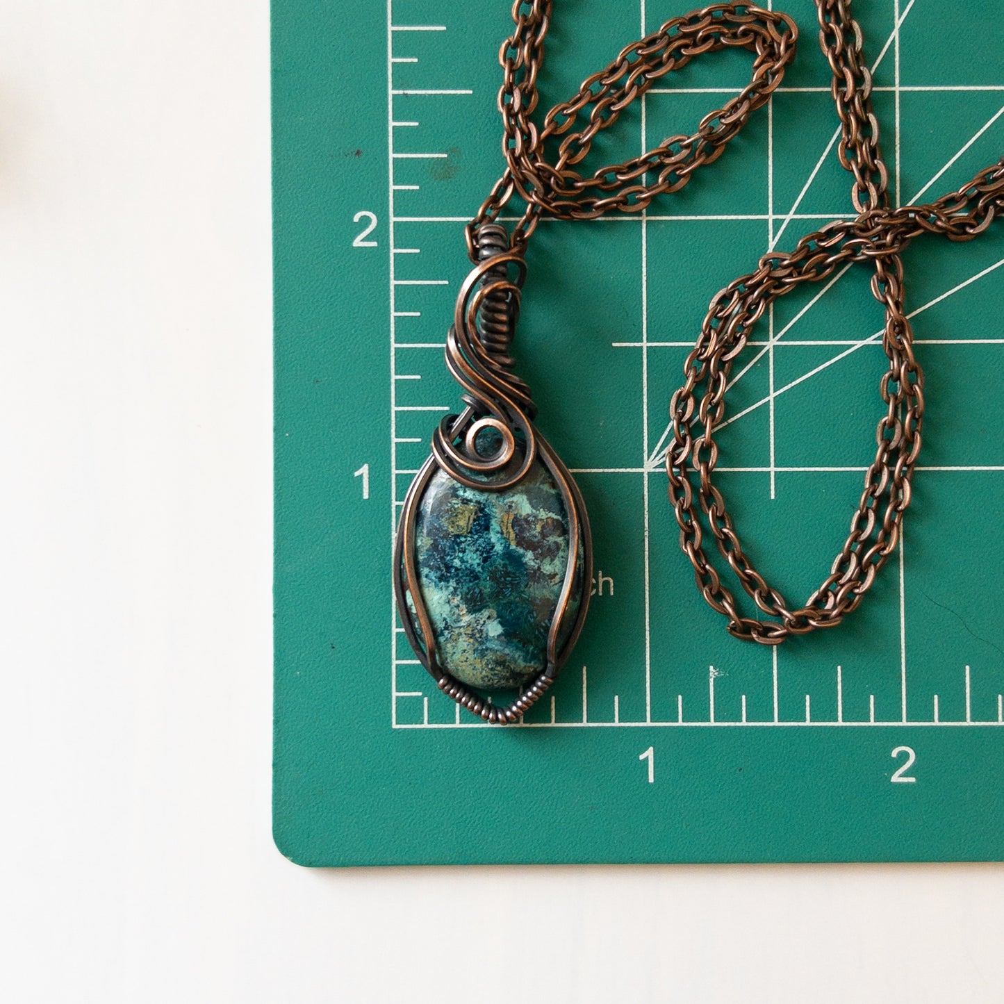 Shattuckite & Copper Wrapped Pendant