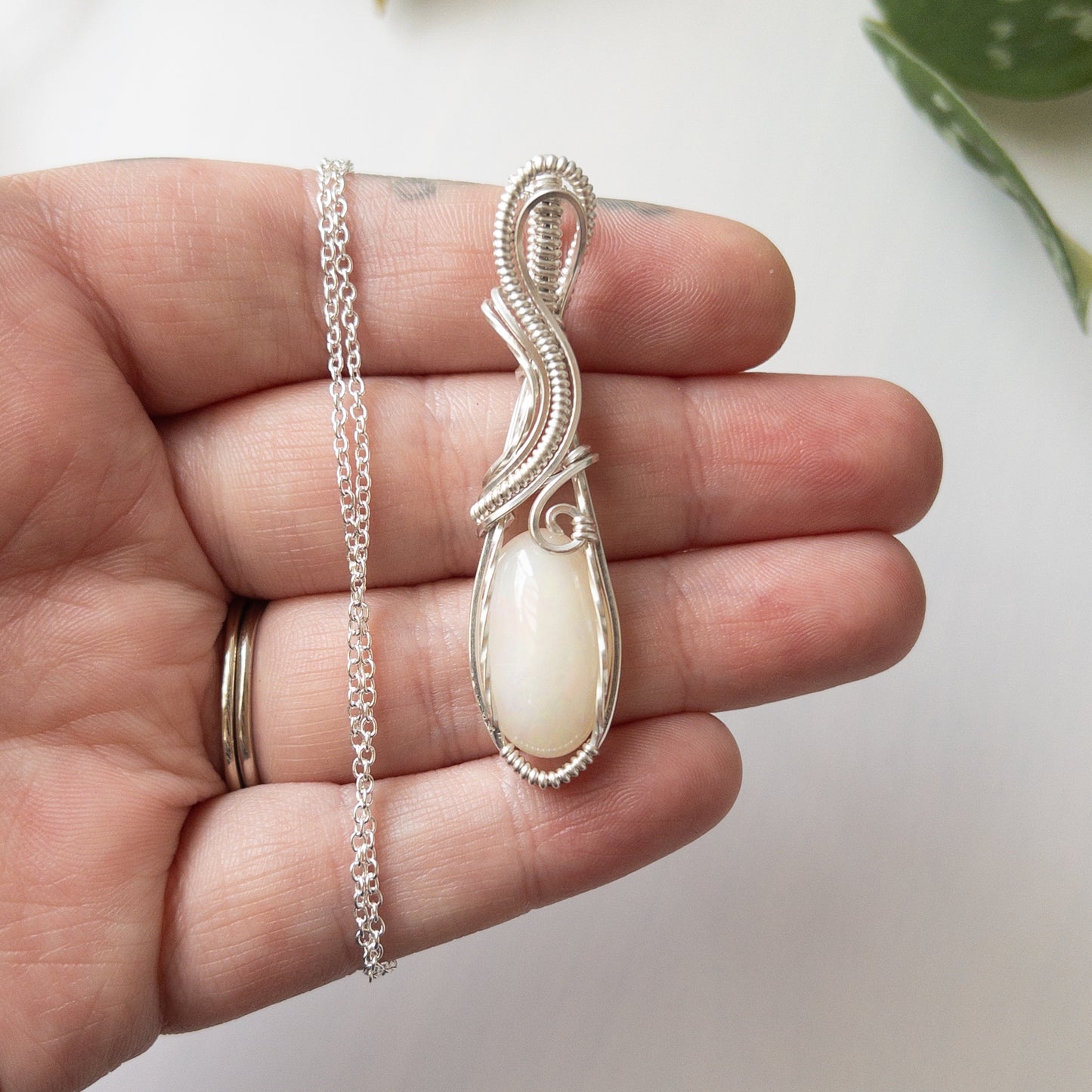 Ethiopian Opal & Sterling Silver Wrapped Pendant