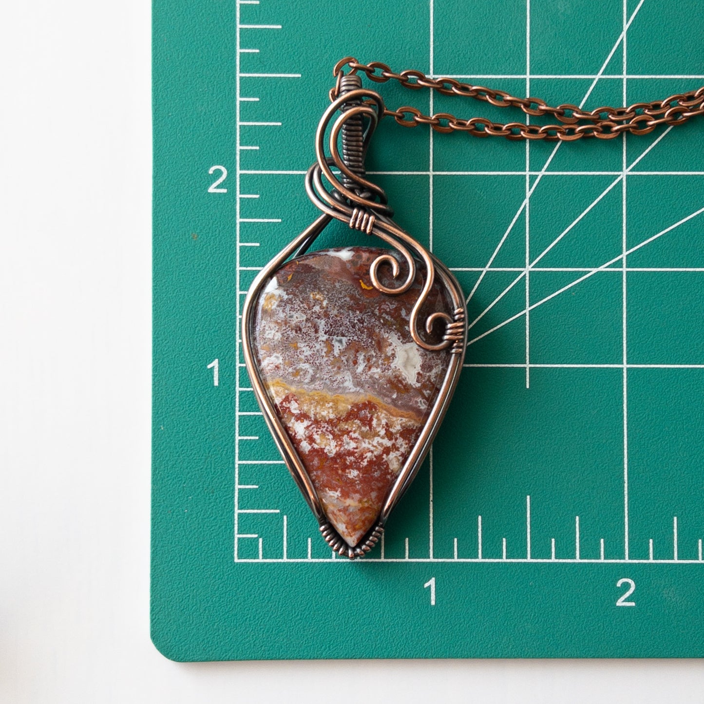 Moroccan Seam Agate & Copper Wrapped Pendant
