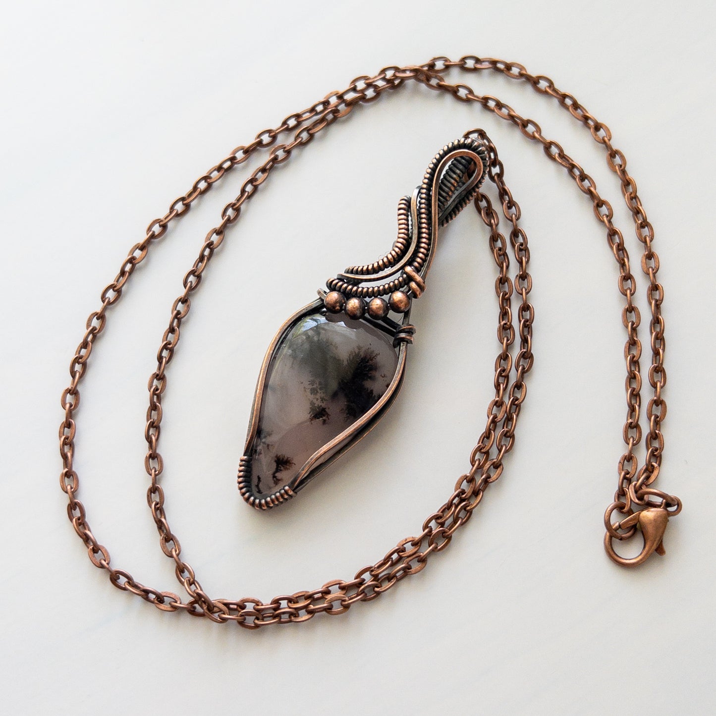 Dendritic Agate Copper Wrapped Pendant
