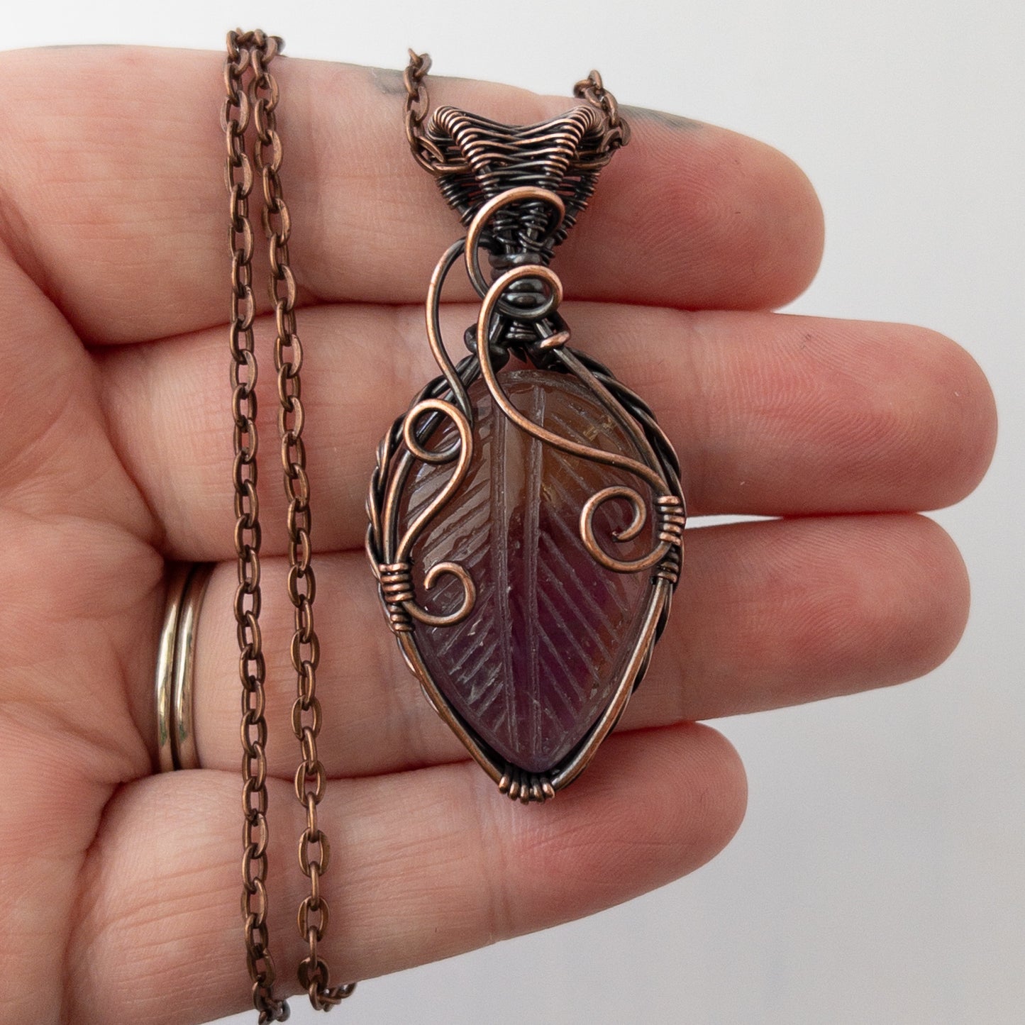 Ametrine “Fairy Leaf” Antiqued Copper Wrapped Pendant