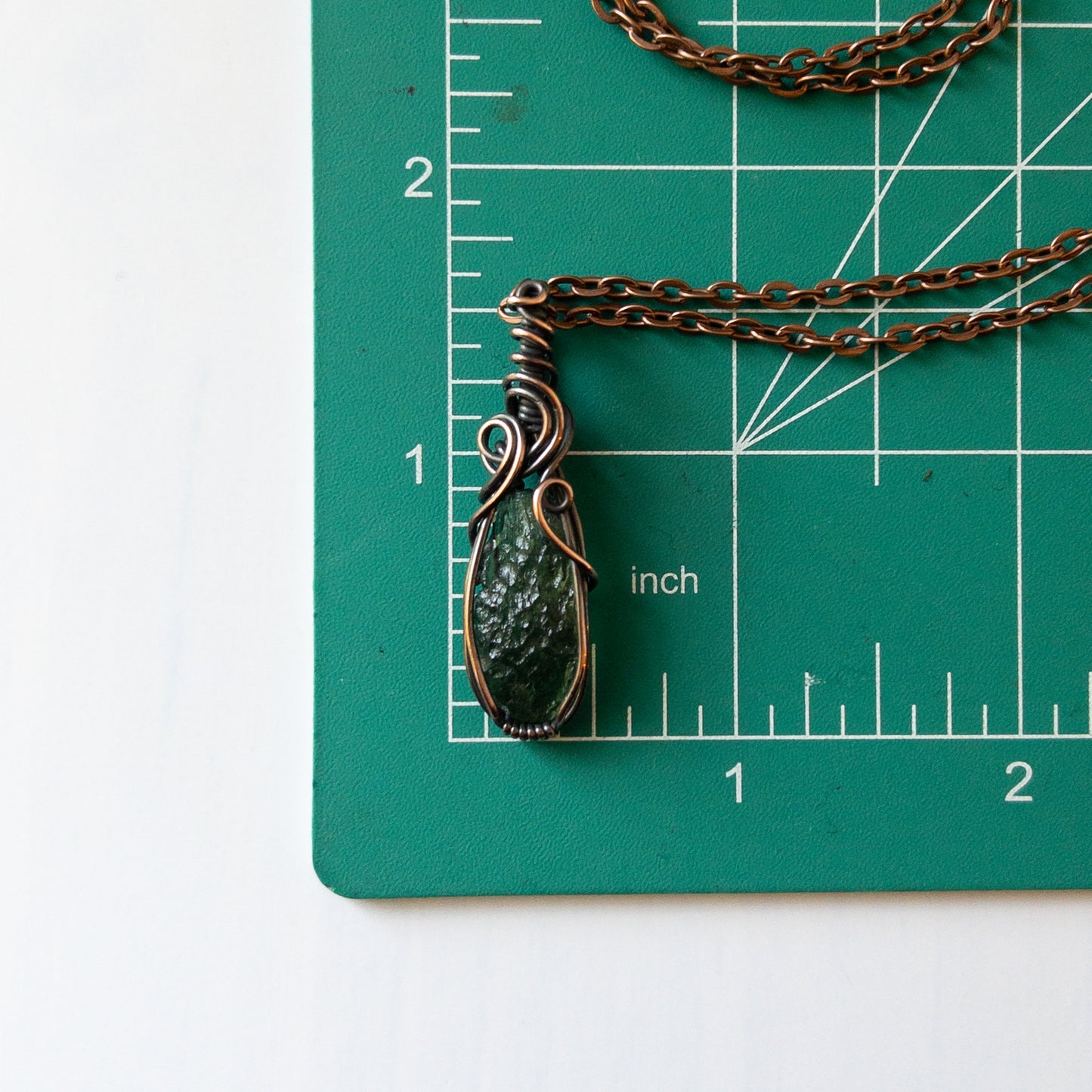 Moldavite Copper Wrapped Pendant
