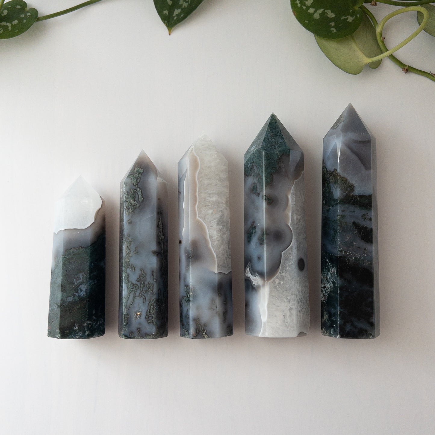 Moss Agate & Quartz Towers