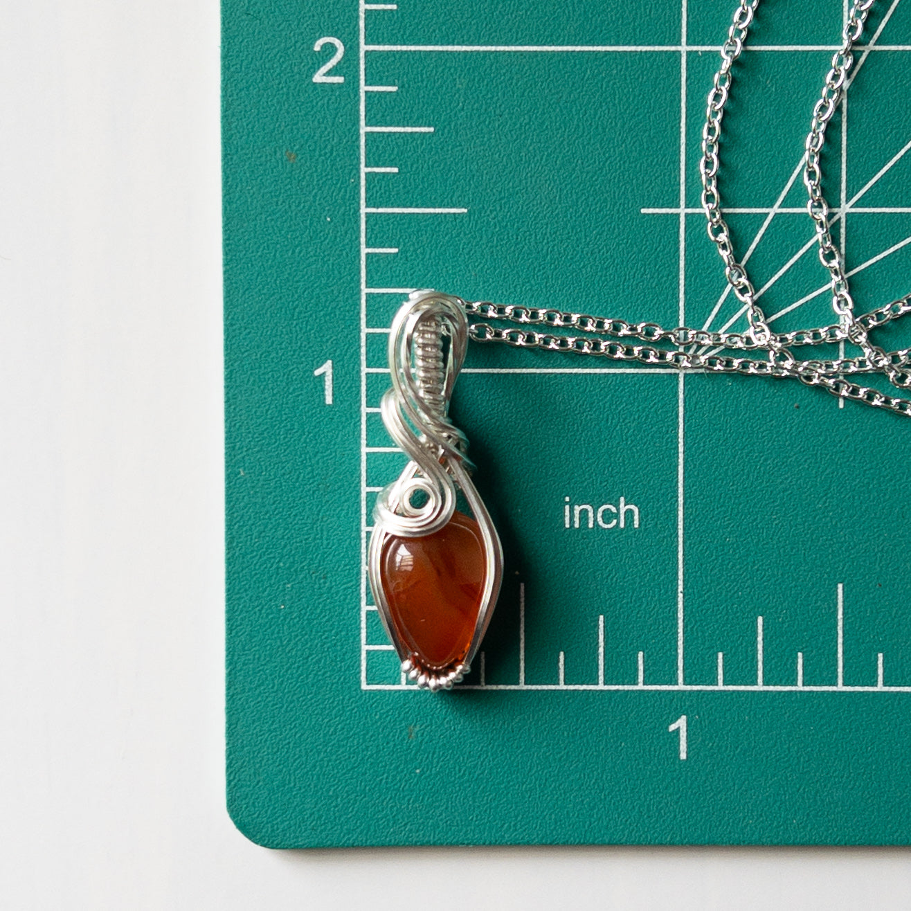 Carnelian & Sterling Silver Wrapped Mini Pendant