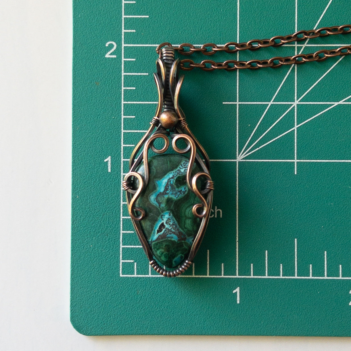 Malachite & Chrysocolla Copper Wrapped Pendant