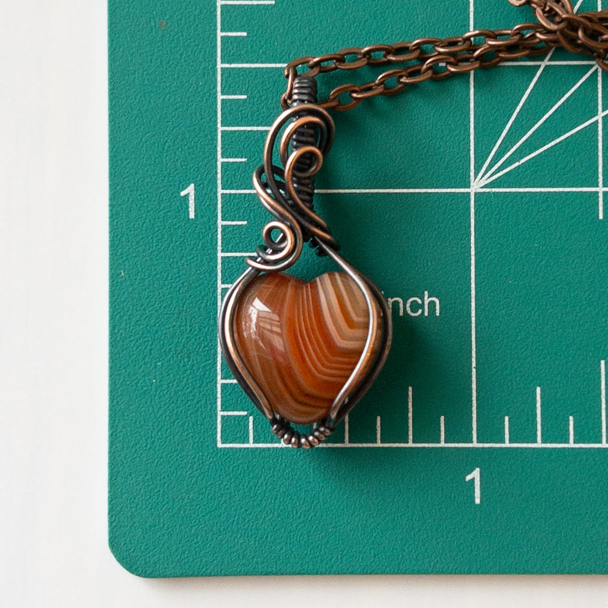 Mini Carnelian Heart & Copper Wrapped Pendant - B