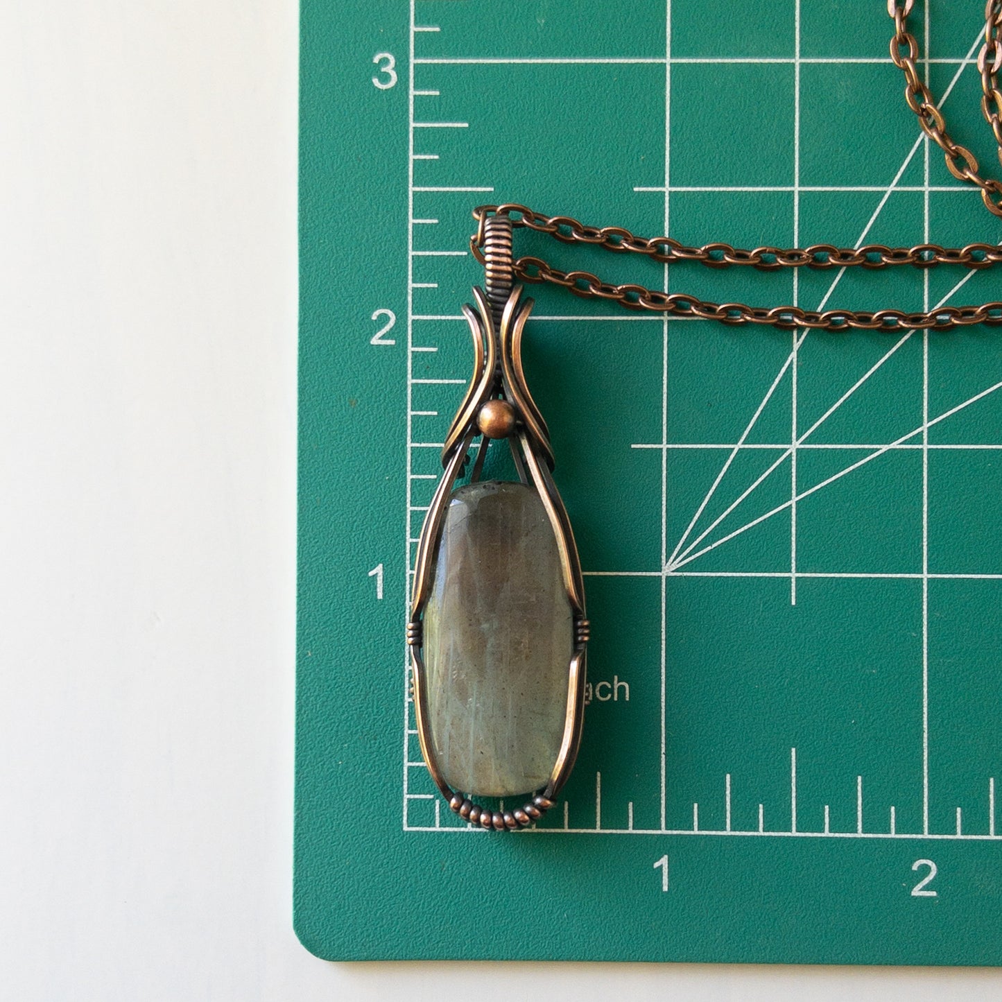 Rectangular Labradorite Copper Wrapped Pendant