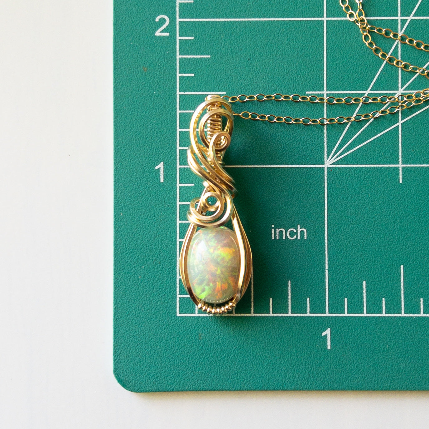 Mnemosyne - Opal & Gold Fill Wire Wrapped Pendant
