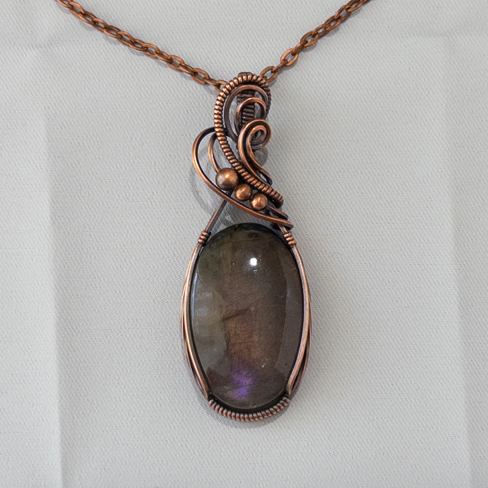 Sunset Labradorite Copper Wrapped Pendant