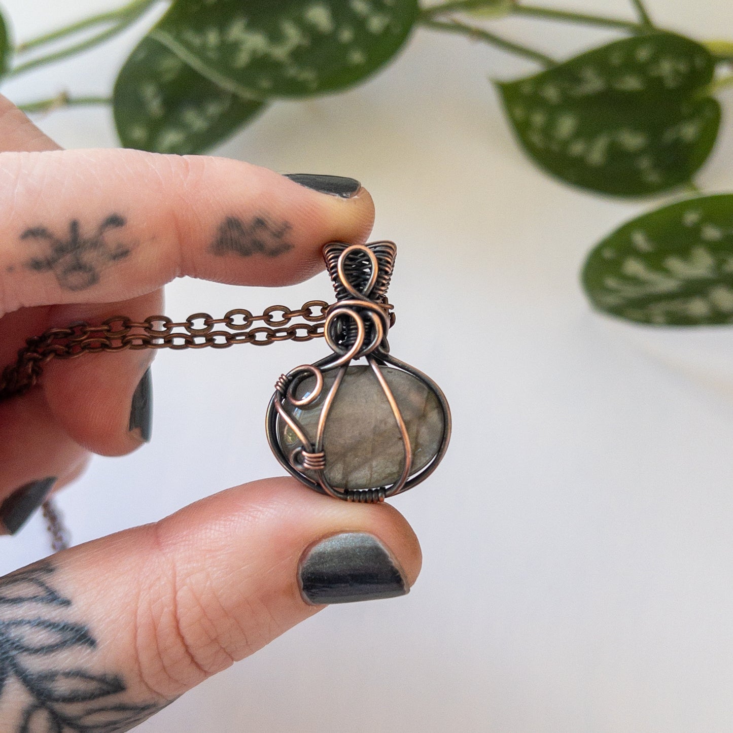 Pumpkin Pendant - Labradorite & Copper