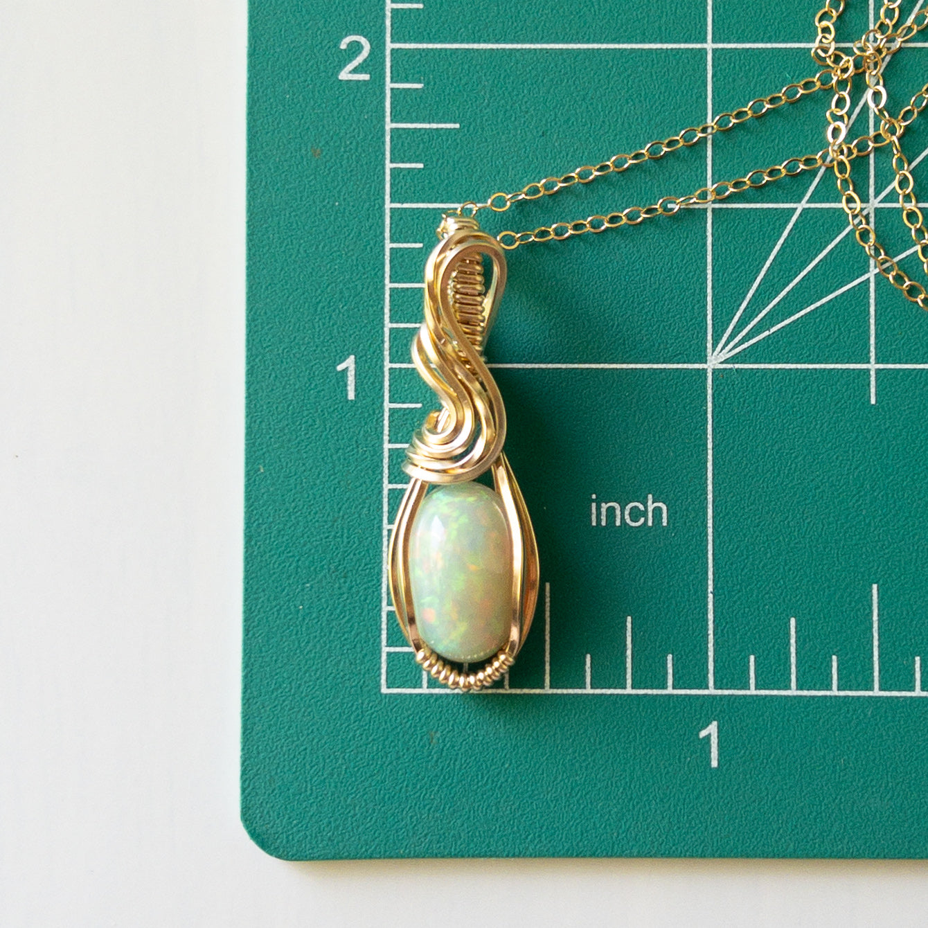 Phoebe - Opal & Gold Fill Wire Wrapped Pendant