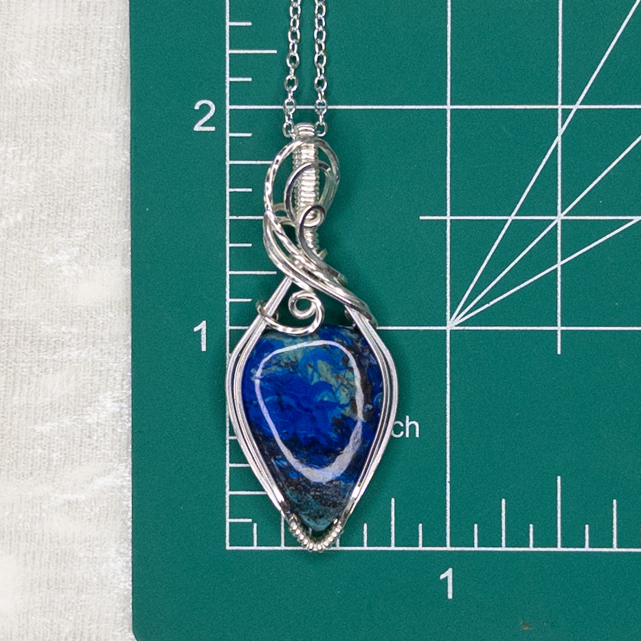 Moroccan Azurite & Malachite Sterling Silver Pendant