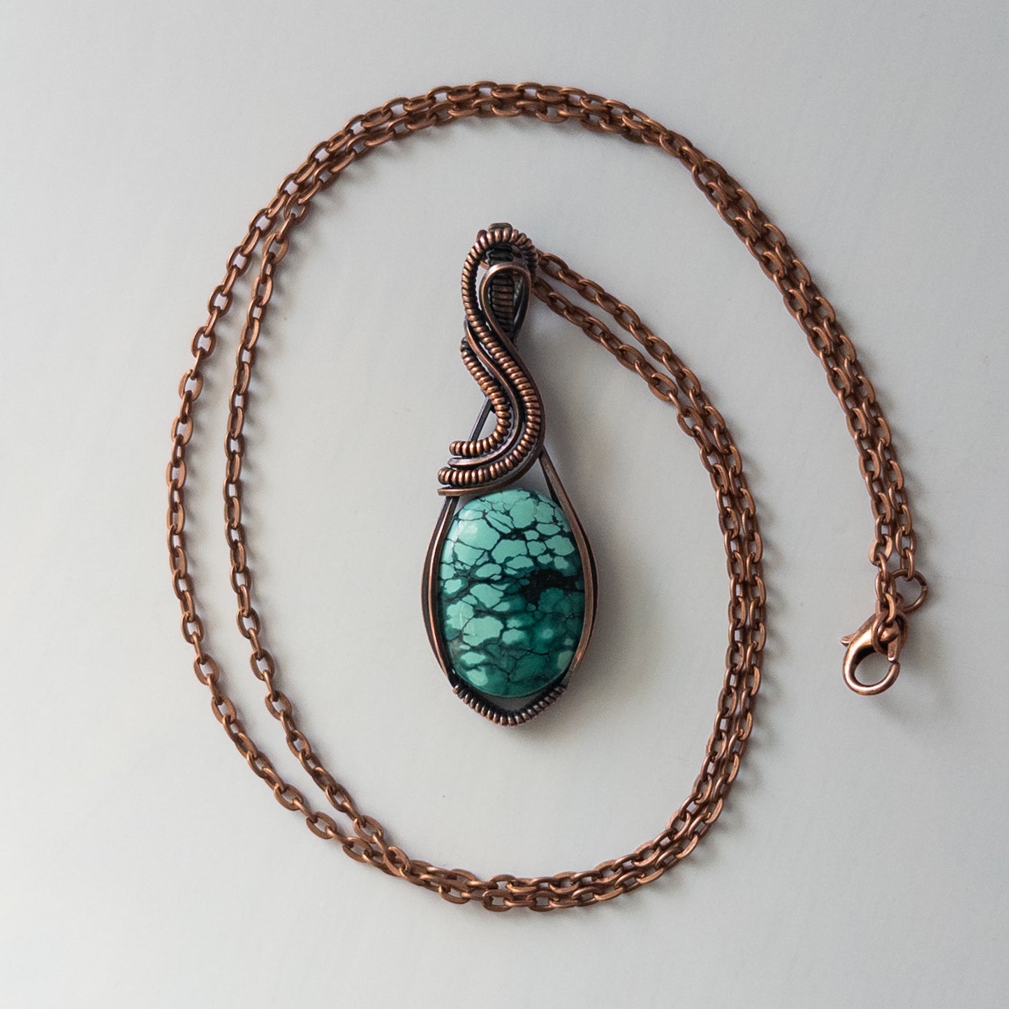 Hubei Turquoise Antiqued Copper Wrapped Pendant