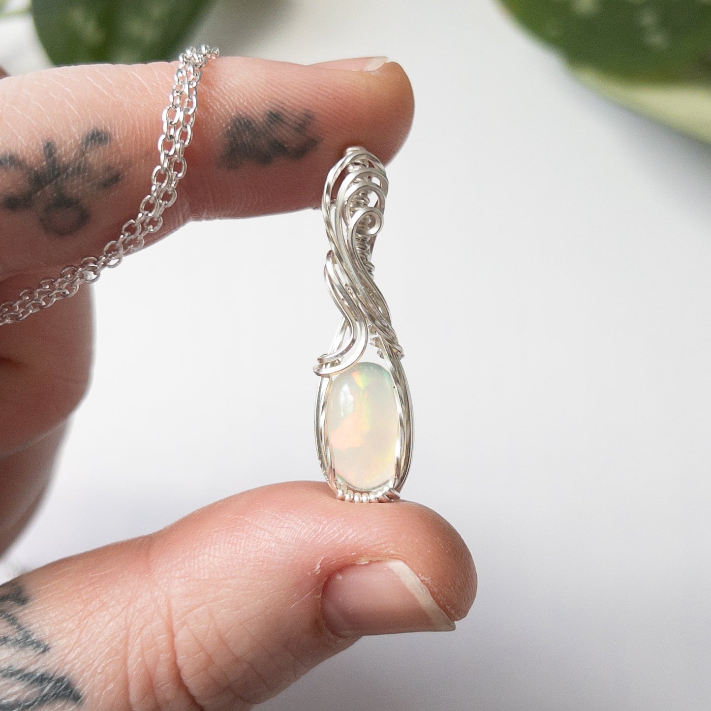 Ethiopian Opal & Sterling Silver Wrapped Pendant