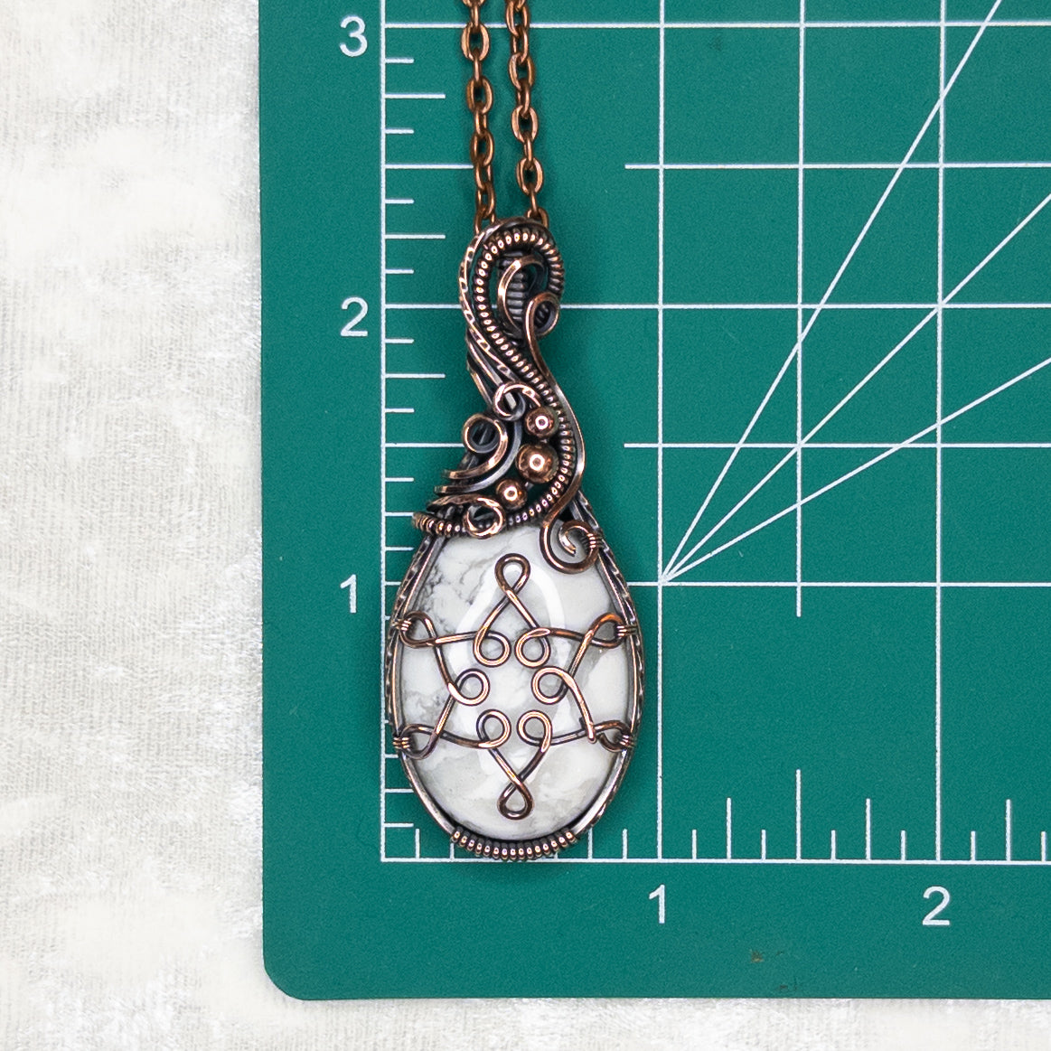 Howlite Snowflake Antiqued Copper Pendant - B