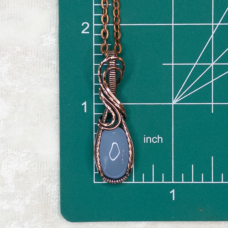 Blue Chalcedony Antiqued Copper Pendant