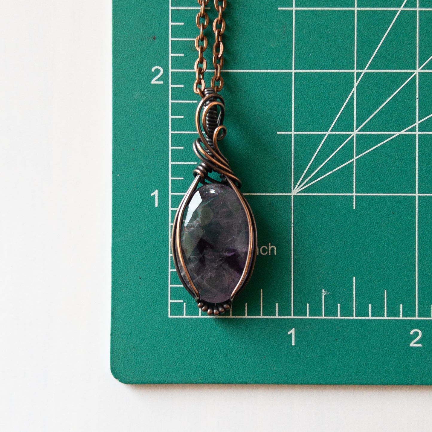 Faceted Amethyst & Copper Wrapped Pendant