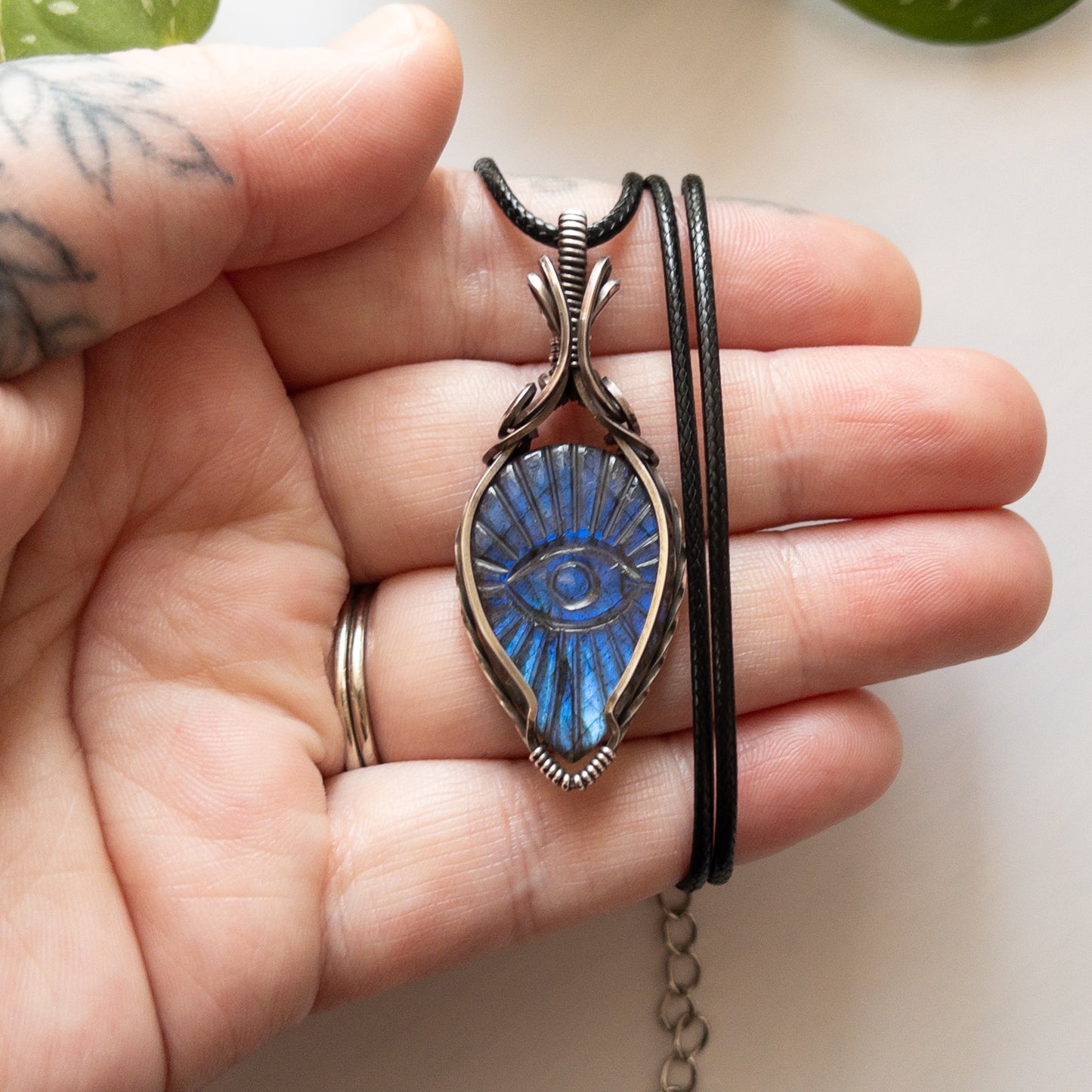 Labradorite Eye & Sterling Silver Wrapped Pendant