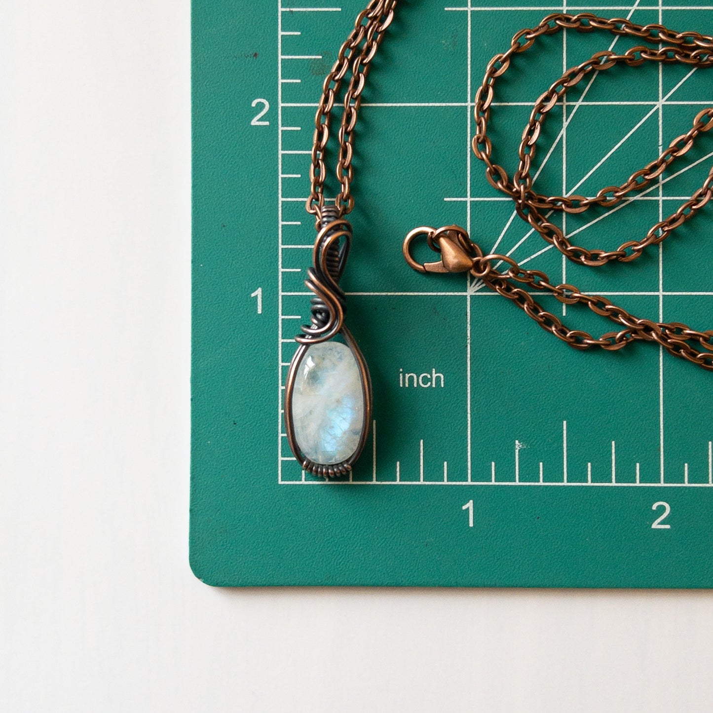 Moonstone & Copper Wrapped Pendant