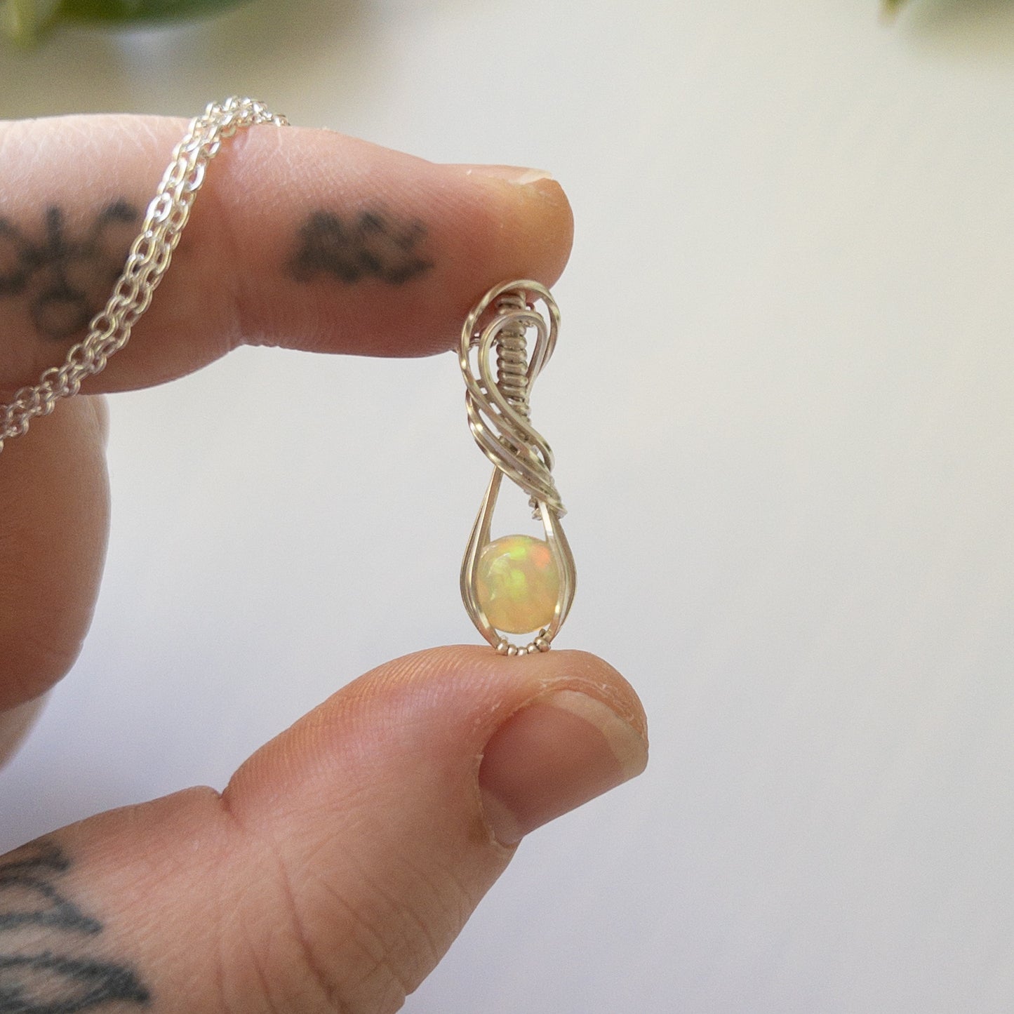 Ethiopian Opal & Sterling Silver Wrapped Pendant