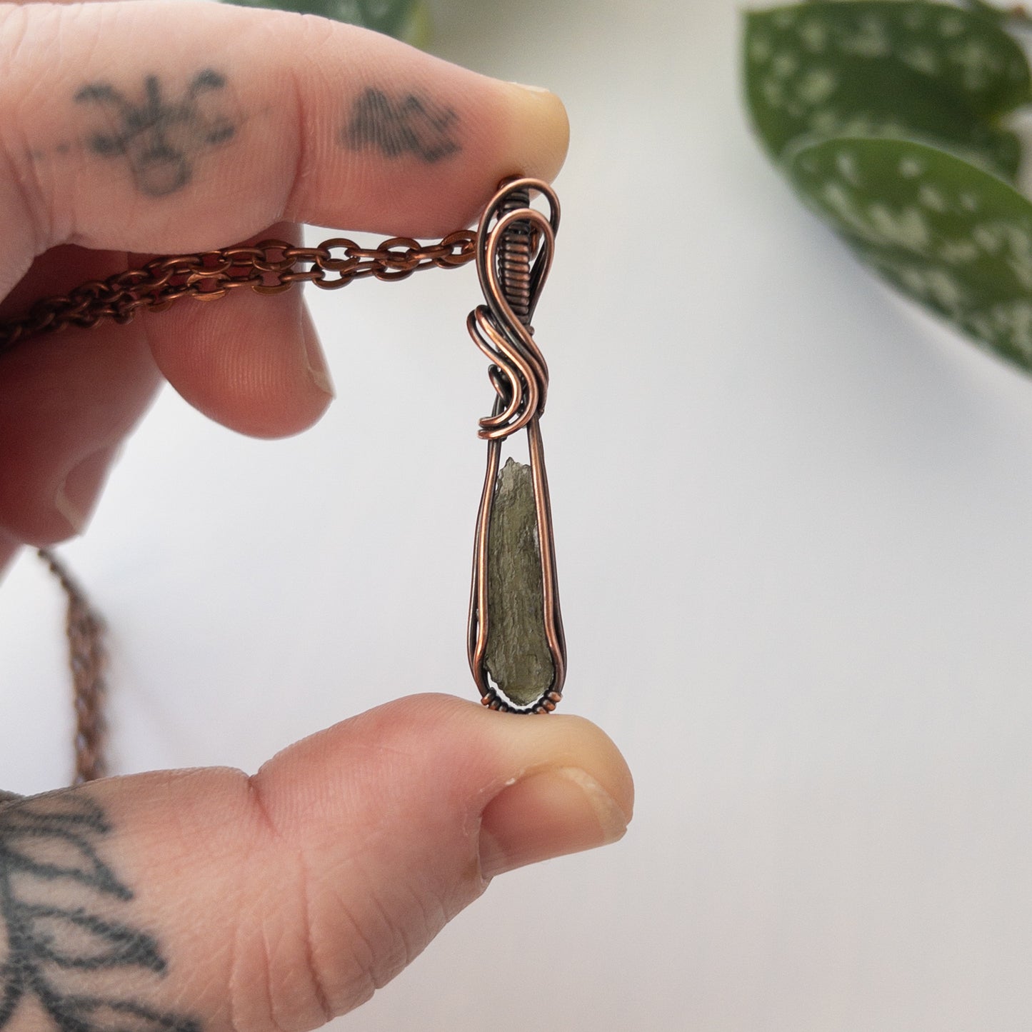 Moldavite (.54g) & Copper Wrapped Pendant