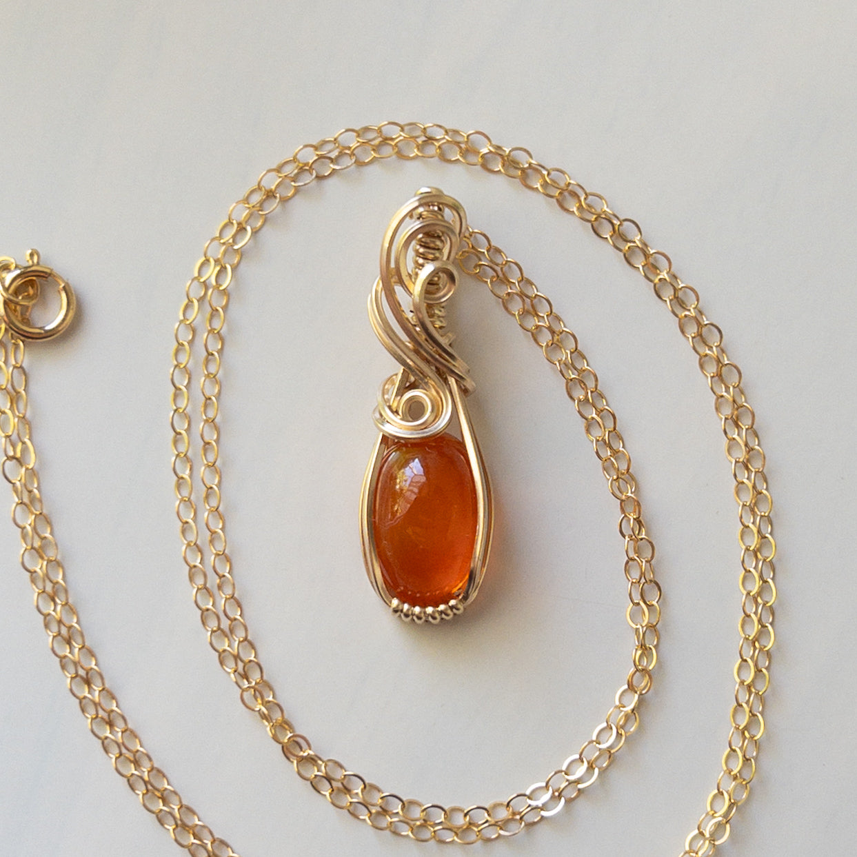 Ignis - Ethiopian Fire Opal 14K Gold Fill Wrapped Pendant