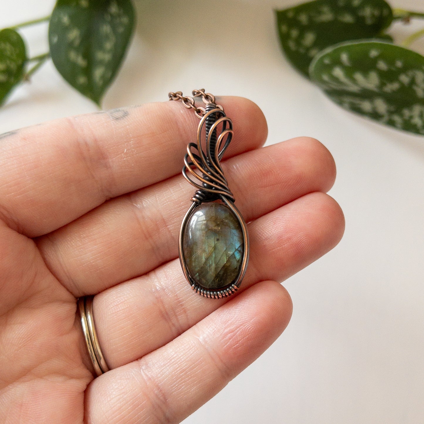 Labradorite & Copper Wrapped Pendant
