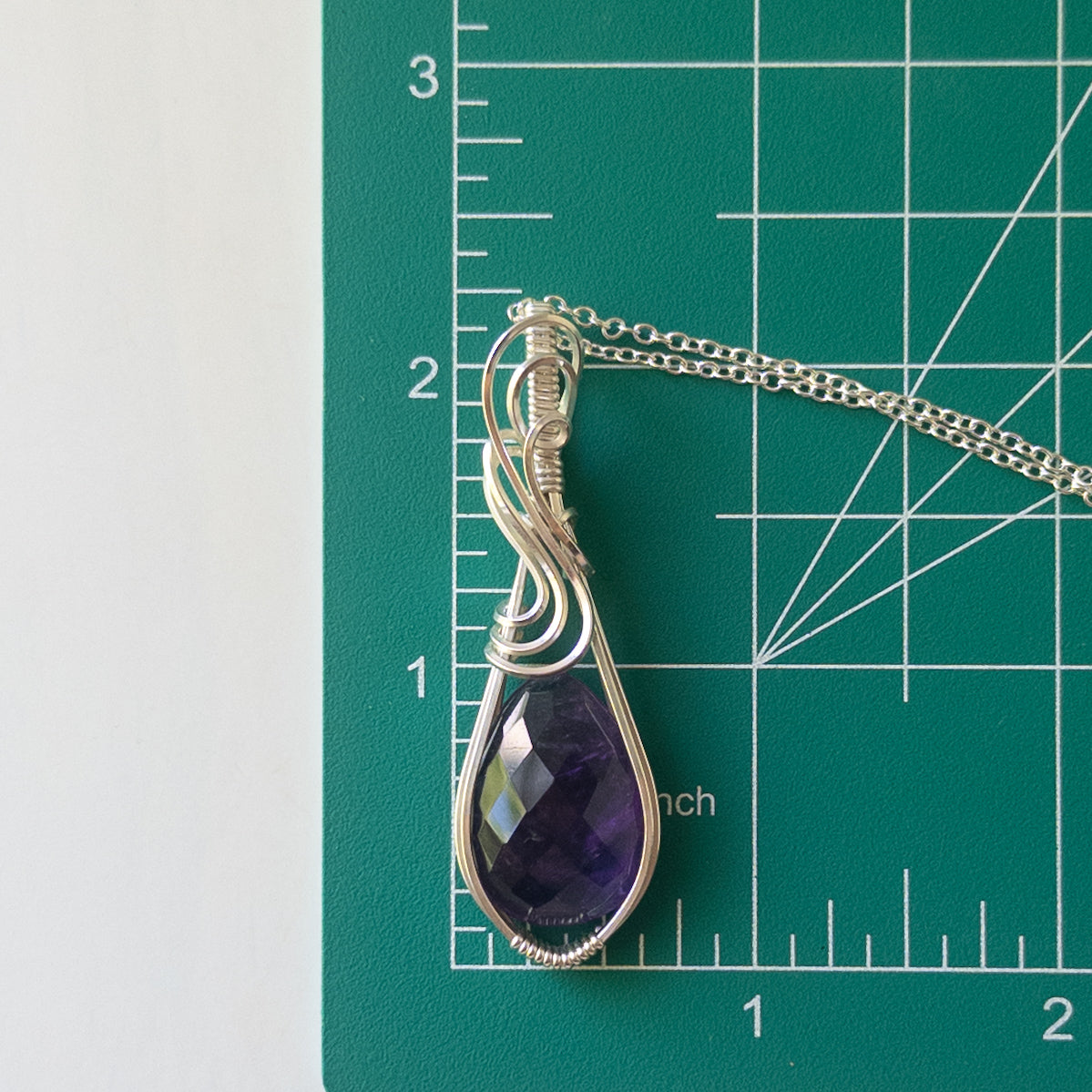 Rose Cut Amethyst Sterling Silver Wrapped Pendant