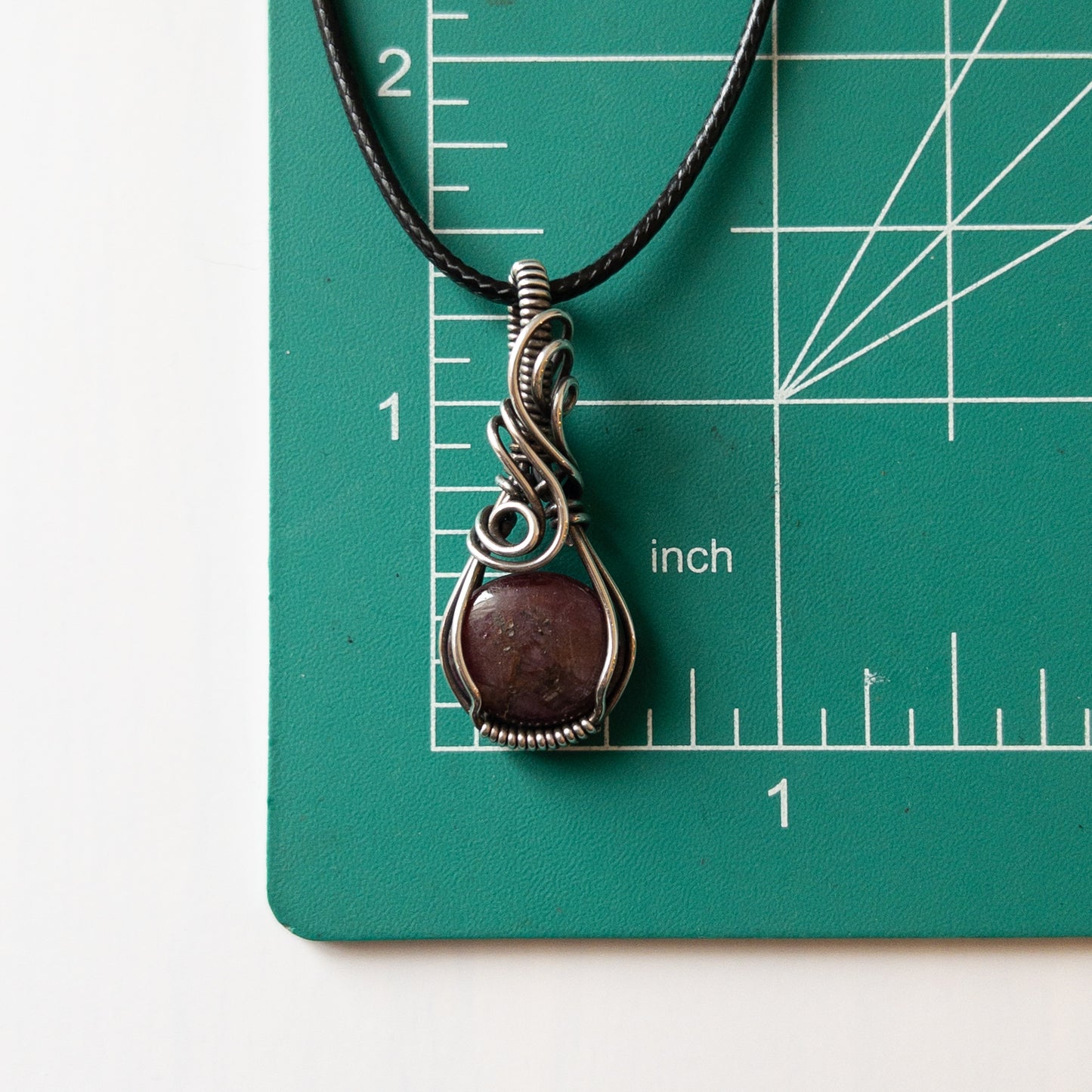 Ruby & Sterling Silver Wrapped Pendant