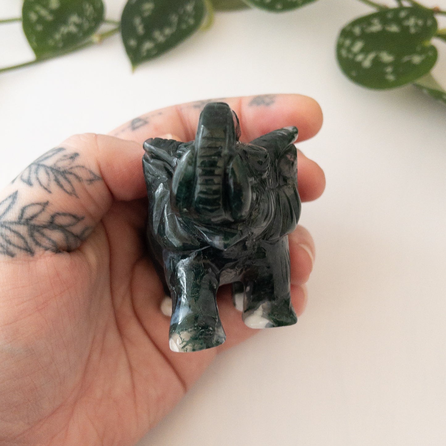 Moss Agate Elephant