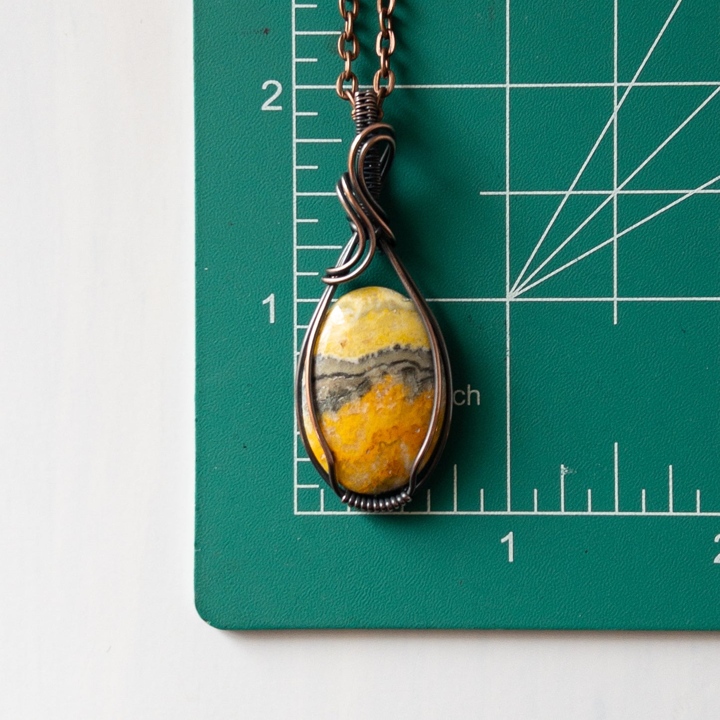 Bumble Bee Jasper & Copper Wrapped Pendant