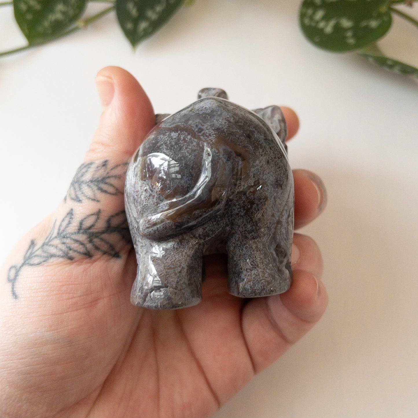 Colorful Moss Agate Elephant A