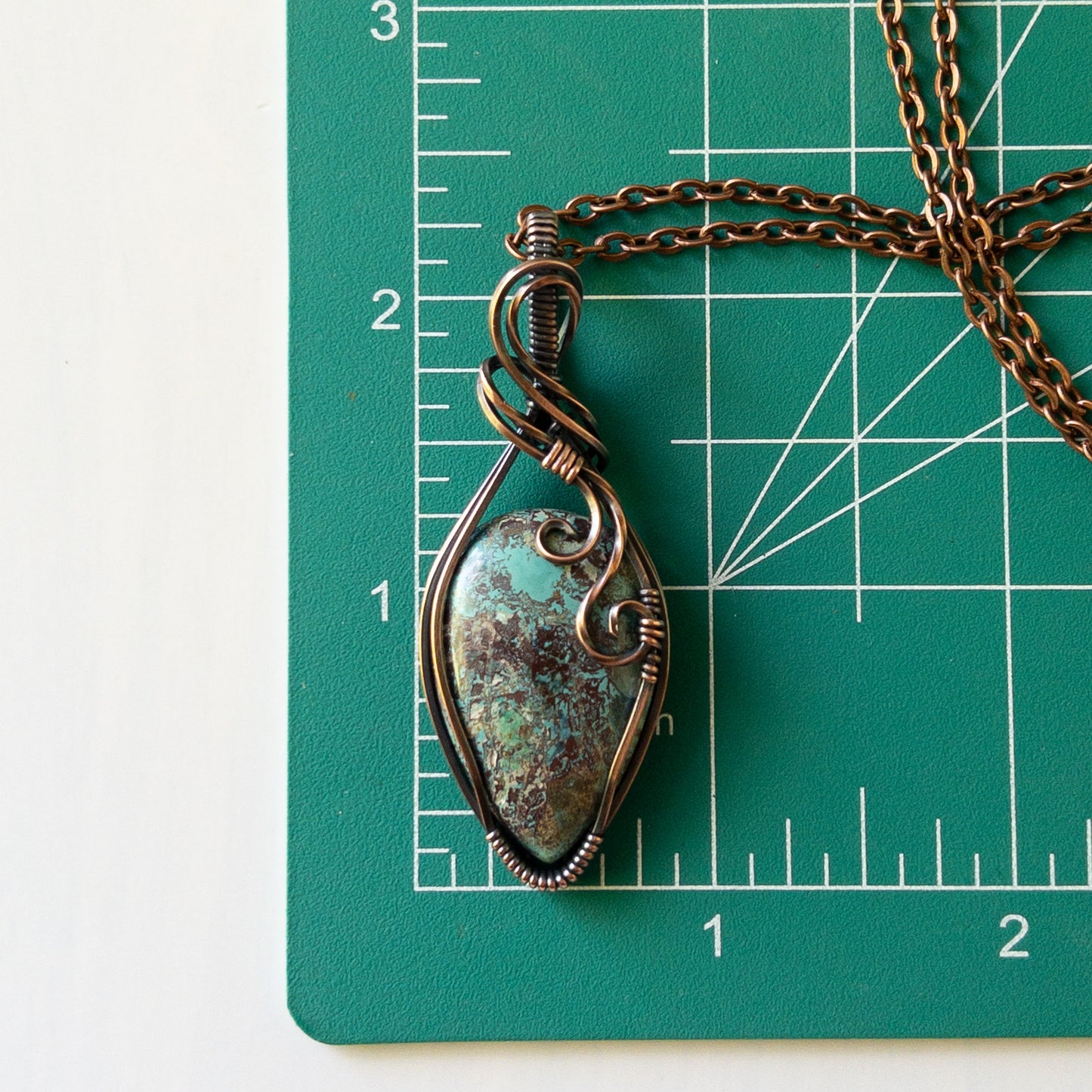 Shattuckite & Antiqued Copper Wrapped Pendant