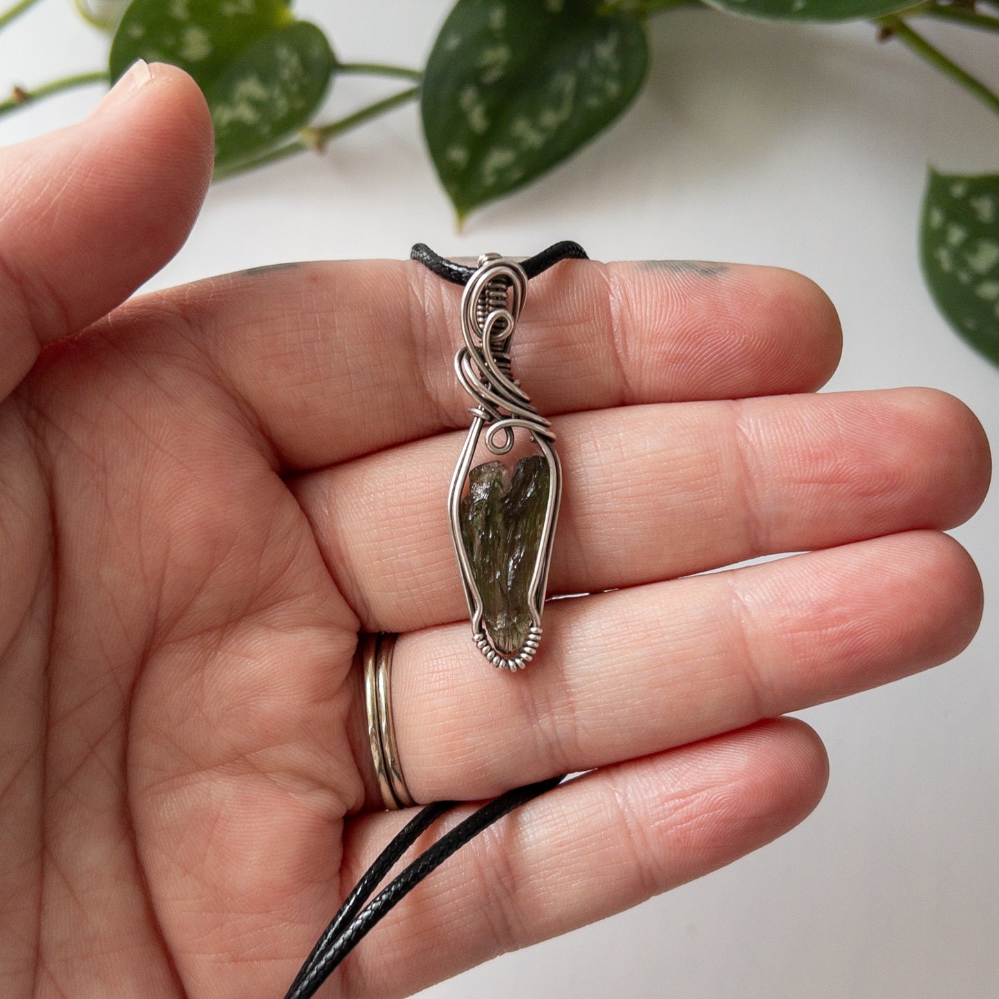 .65 Gram Moldavite & Sterling Silver Wrapped Pendant