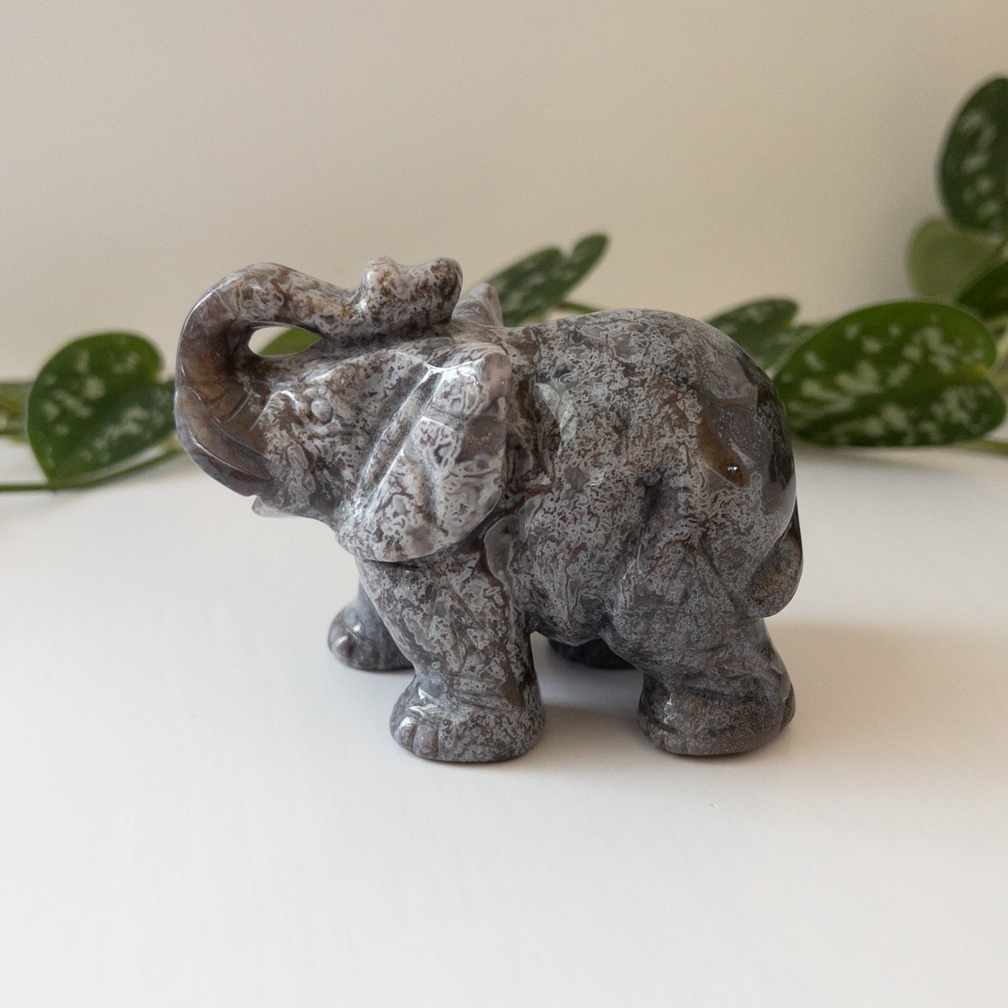 Colorful Moss Agate Elephant A