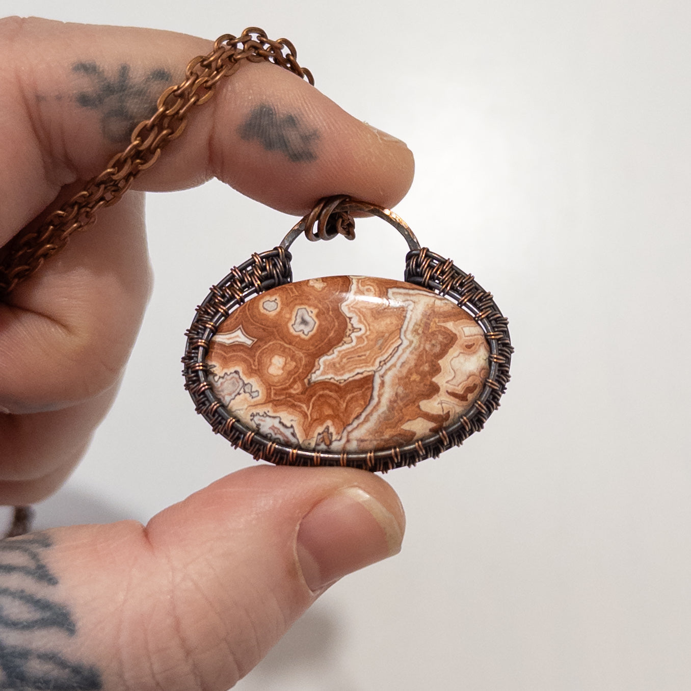 Rosita Jasper Woven Copper Pendant