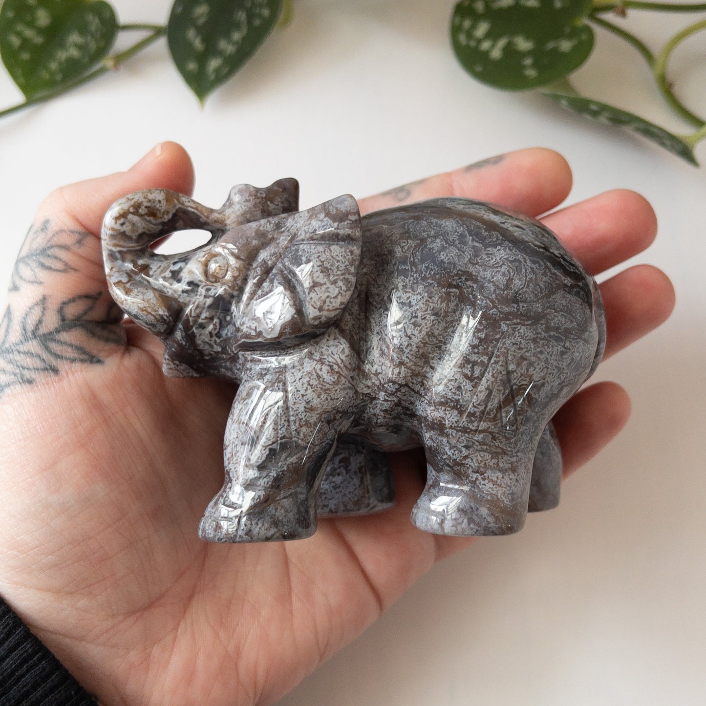 Colorful Moss Agate Elephant B