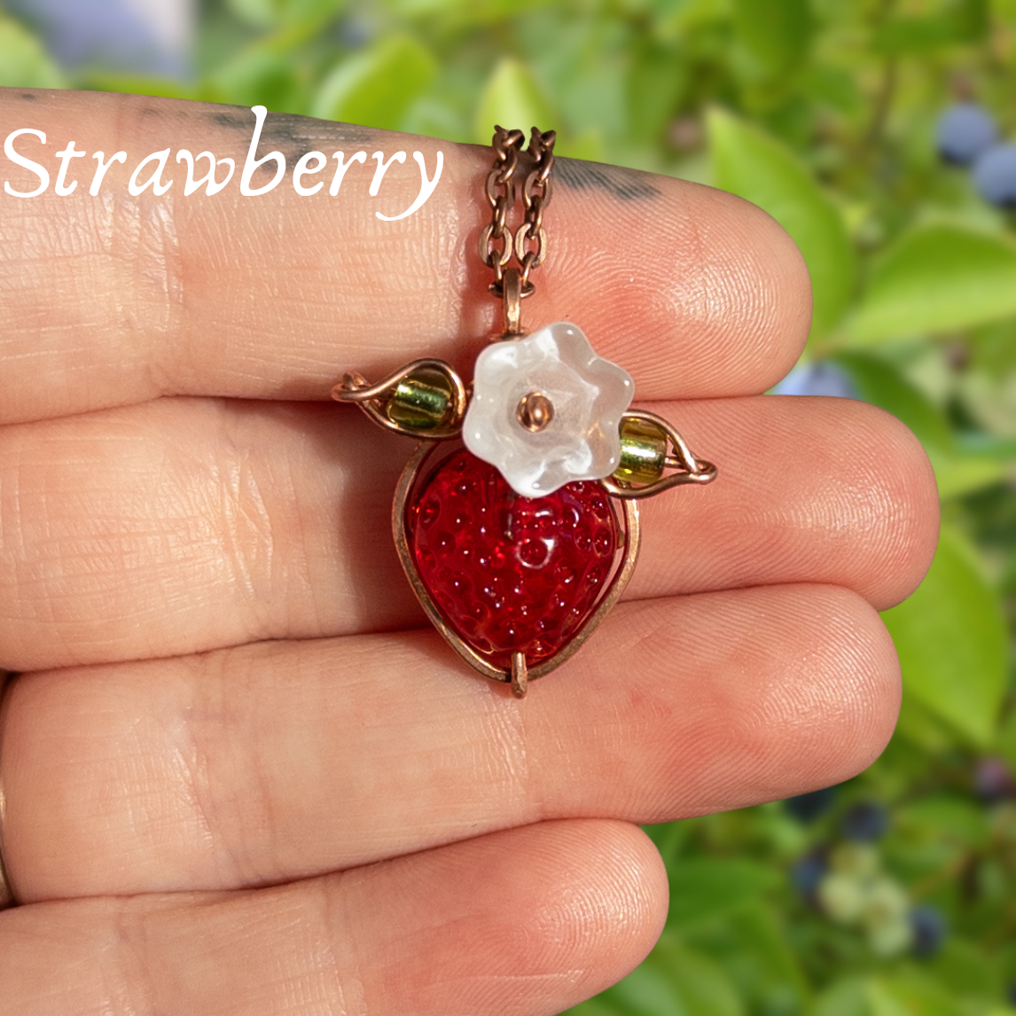 “Summer Harvest” Glass Fruit Wrapped Bare Copper Pendants