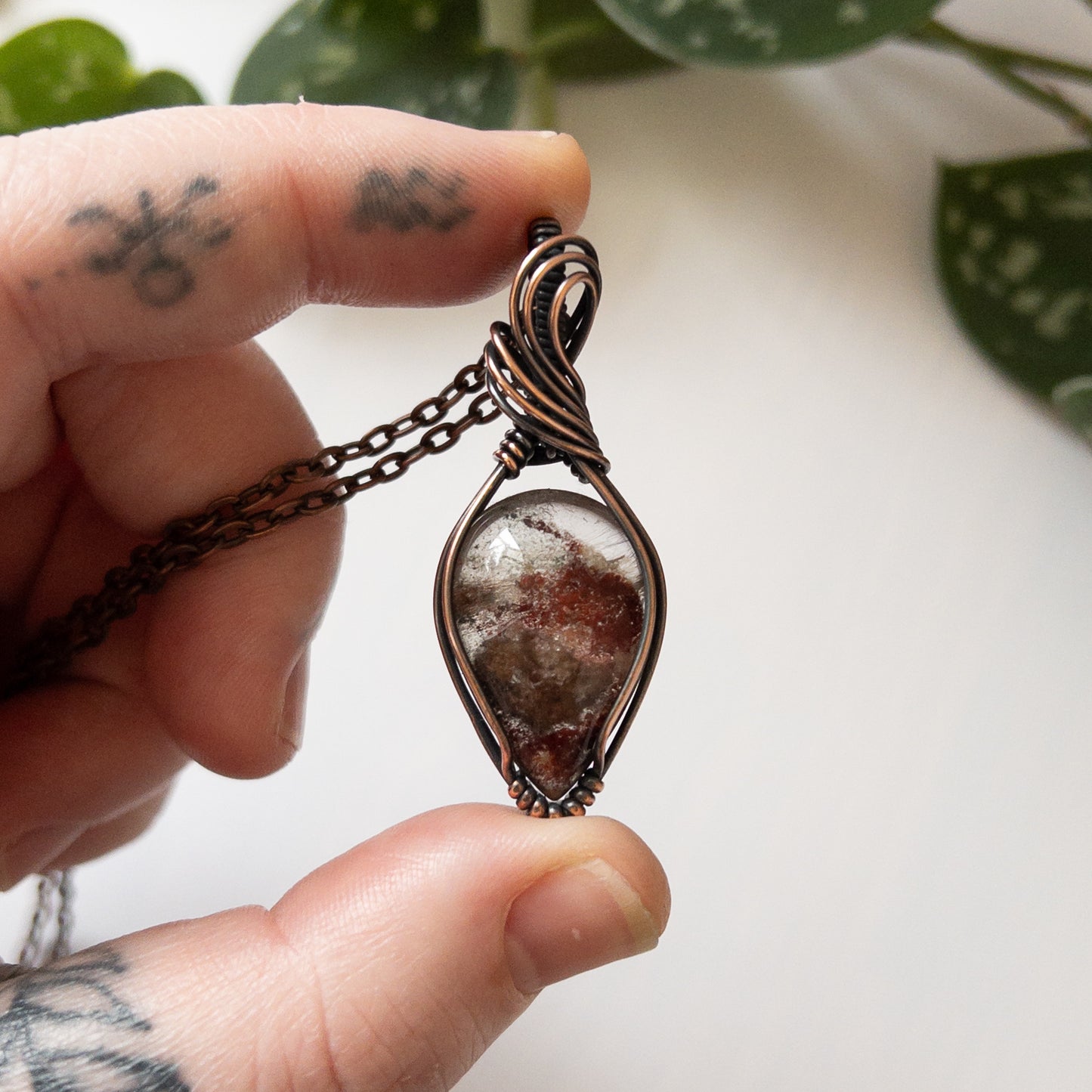 Garden Quartz & Copper Wrapped Pendant