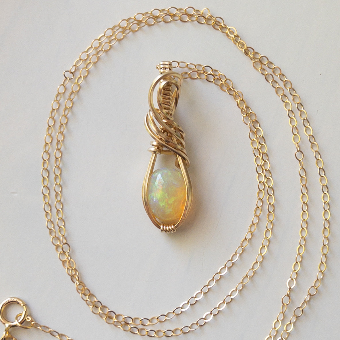 Candere - Ethiopian Opal 14K Gold Fill Wrapped Pendant