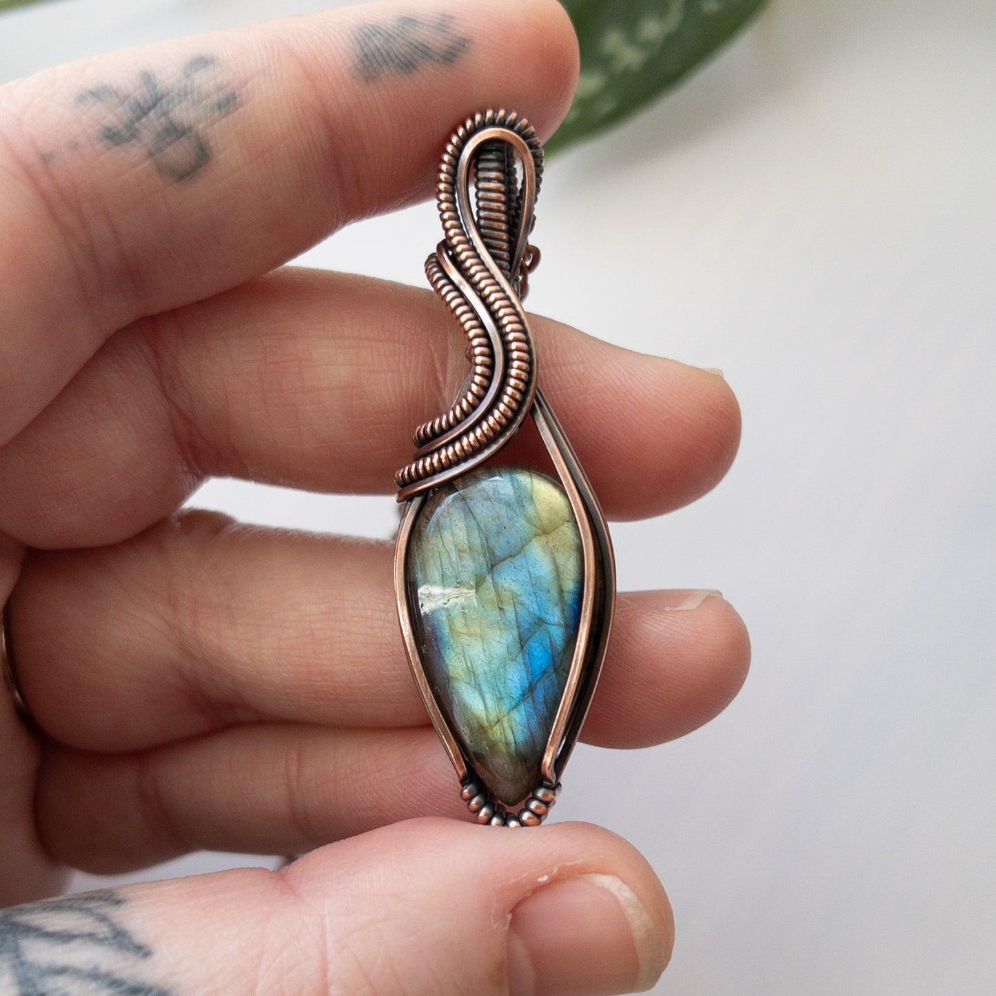 Labradorite & Copper Wrapped Pendant