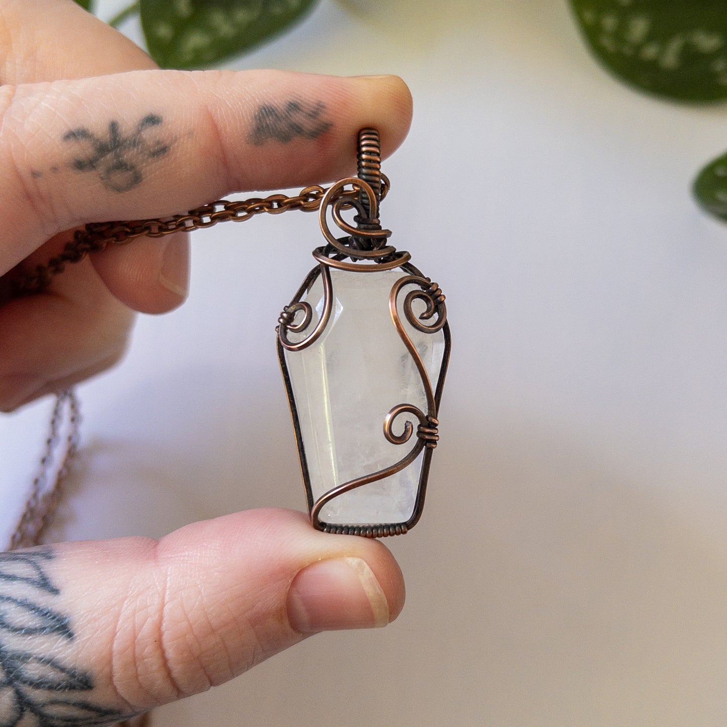Coffin Pendant - Quartz & Copper