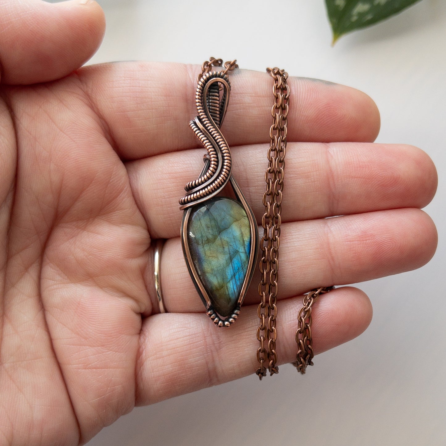 Labradorite & Copper Wrapped Pendant