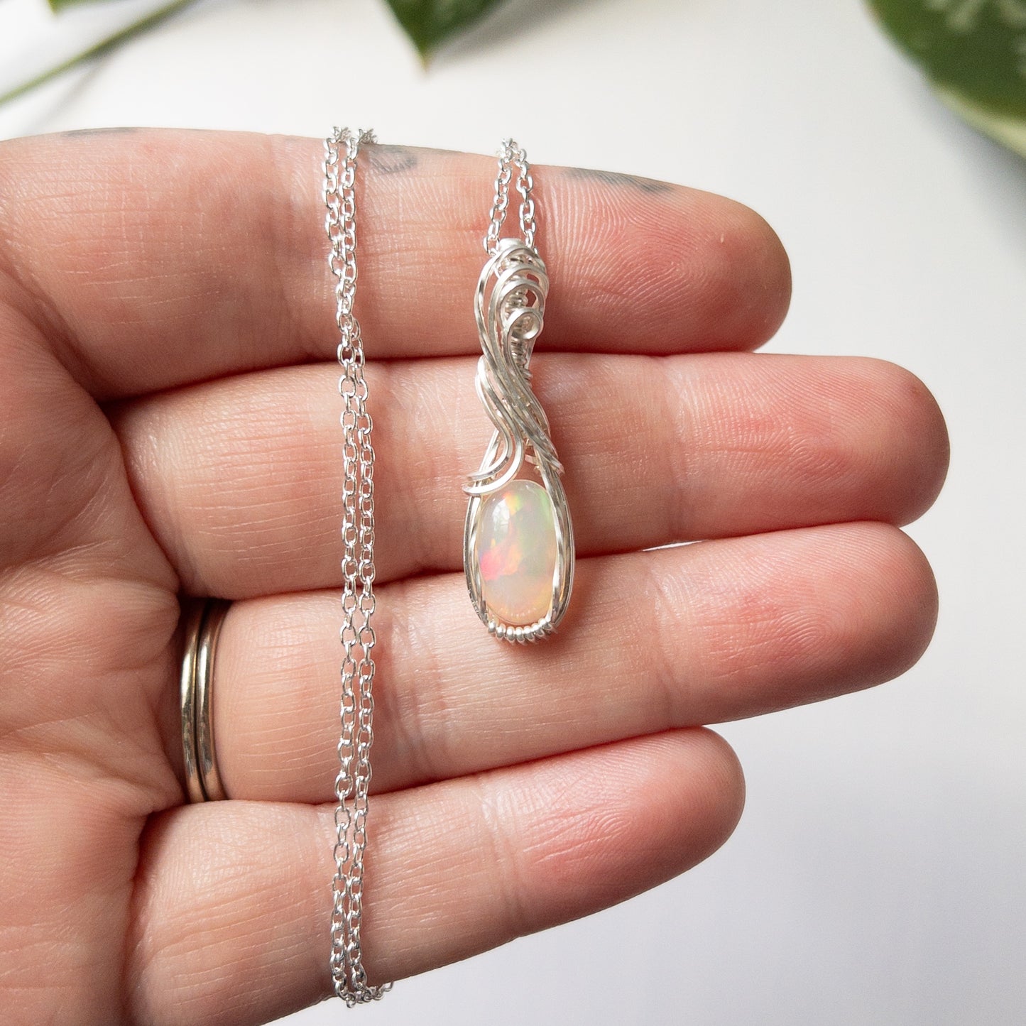 Ethiopian Opal & Sterling Silver Wrapped Pendant